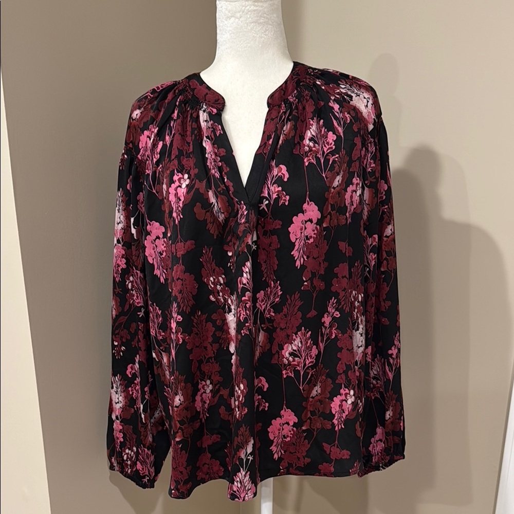 RACHEL Rachel Roy Pink Relaxed Blouse with Mandarin Collar